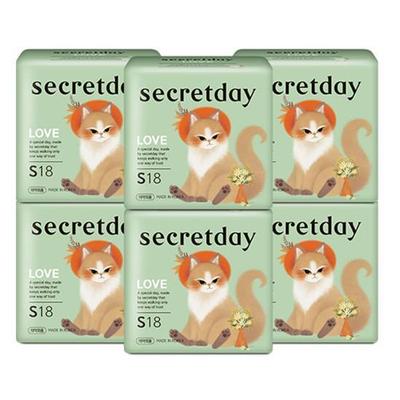 חבילת 6 מפיות היגייניות של Secret Day Love, 7 סוגים, בחרו 1 (ליינר/ליינר ארוך/קטן/בינוני/גדול/לילה/סופר ארוך)
