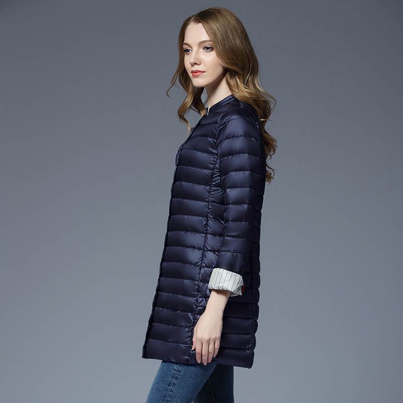 Spring and Autumn Winter Woman Lightweight Padded Warm Coat Down Jacket Long Female Overcoat Slim Solid Jackets Winter Coat Portable Parkas