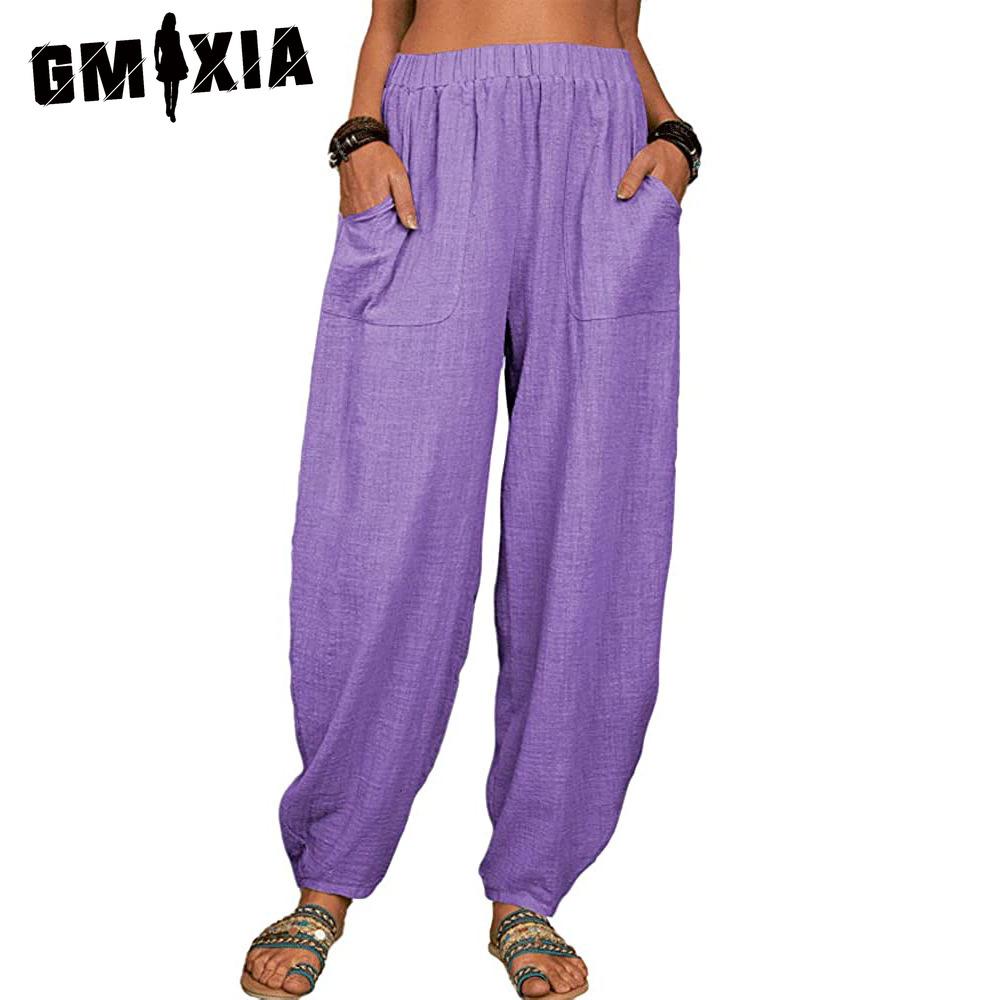 

GMXIA Женские модные повседневные брюки и капри с однотонным принтом XXXXXL фиолетовый