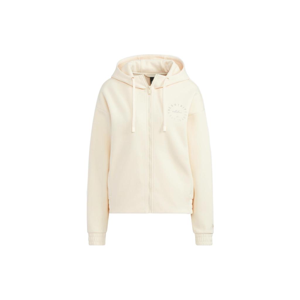 Adidas Logo Print Drawstring Hooded Long-Sleeve Sweatshirt Women Tops Off-White HZ7035