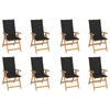 VidaXL Set of 8 Reclining Garden Chairs with Cushions, Patio Seats, Dining Chairs, Patio Furniture 3072548