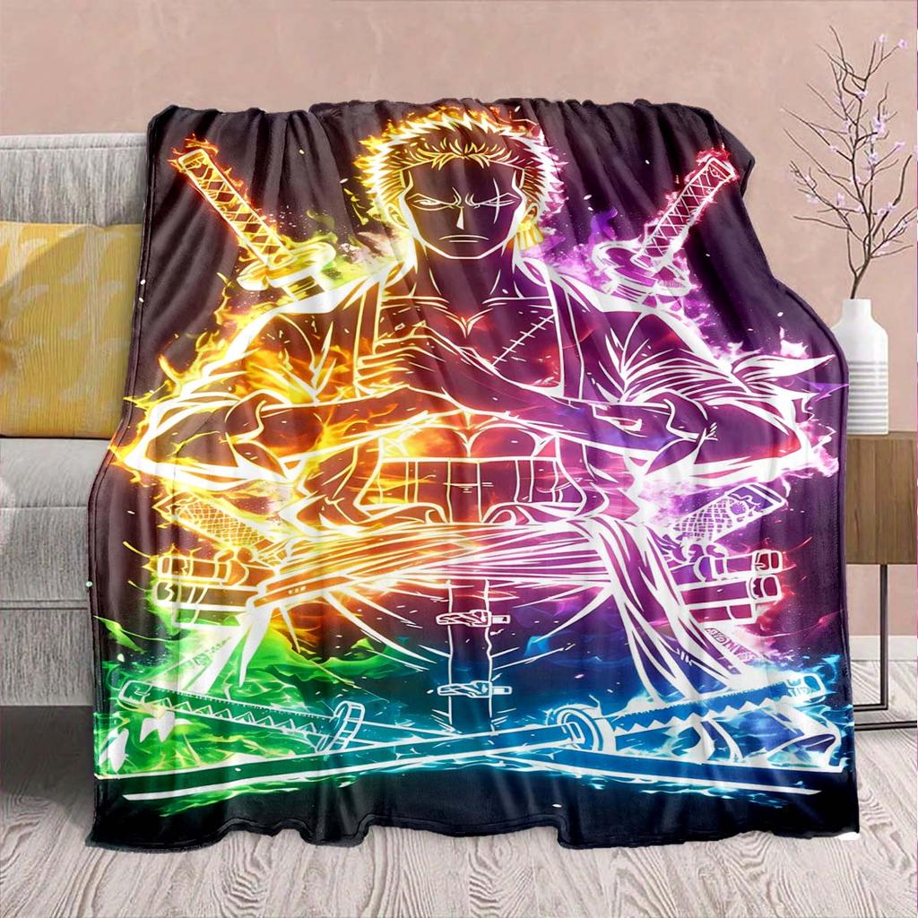 One Piece Anime Flannel Blanket - Soft Warm Perfect for Sofa, Bedding Camping Travel Office Home Decor -QJY