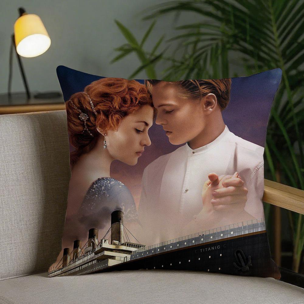 Movie T-TITANIC Classics Love Hot Pillow Case Square Pillowcase Double-Sided Printing Short Plush Sofa Cushion Bedroom Bedside