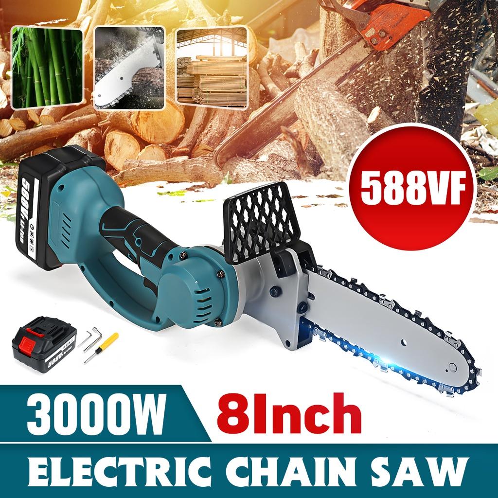 8inches 3000W Electric Chainsaw Bracket Cordless Chain Saw Wood Cutter Cutting Machine Woodworking Tools for 588VF  Battery