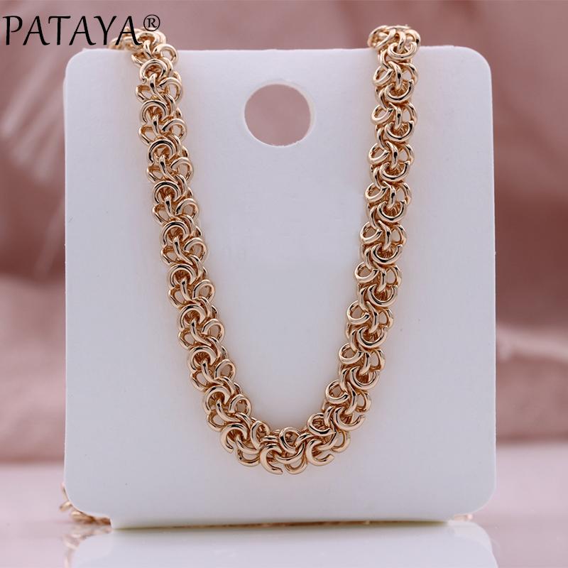 PATAYA Colar com pulseira estilo vintage de artesanato italiano em ouro rosa
