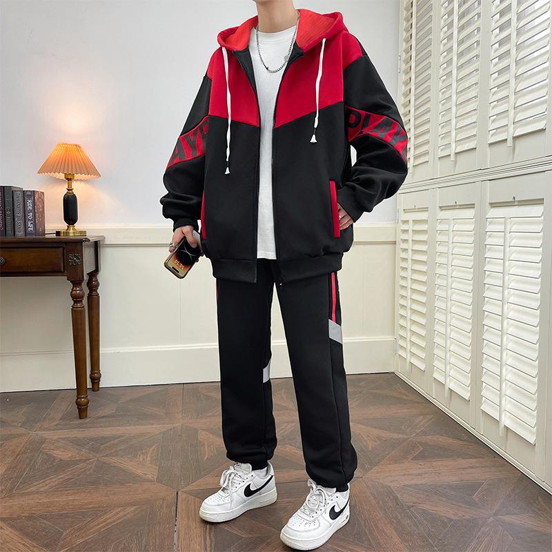 American Ins Set Men Can Add Patterns Teenage Handsome Jacket Trendy Casual Sports Two-piece