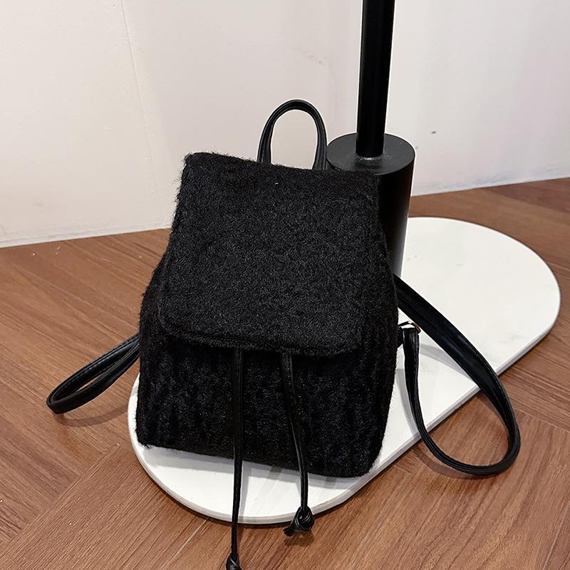 Foreign Style Design Backpack Bag Women'S Fashion Minimalist Woolen Student Class Small Backpack
