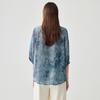 Zhaojun Women's Printed Mulberry Silk Blend Mid-Sleeve Blouse