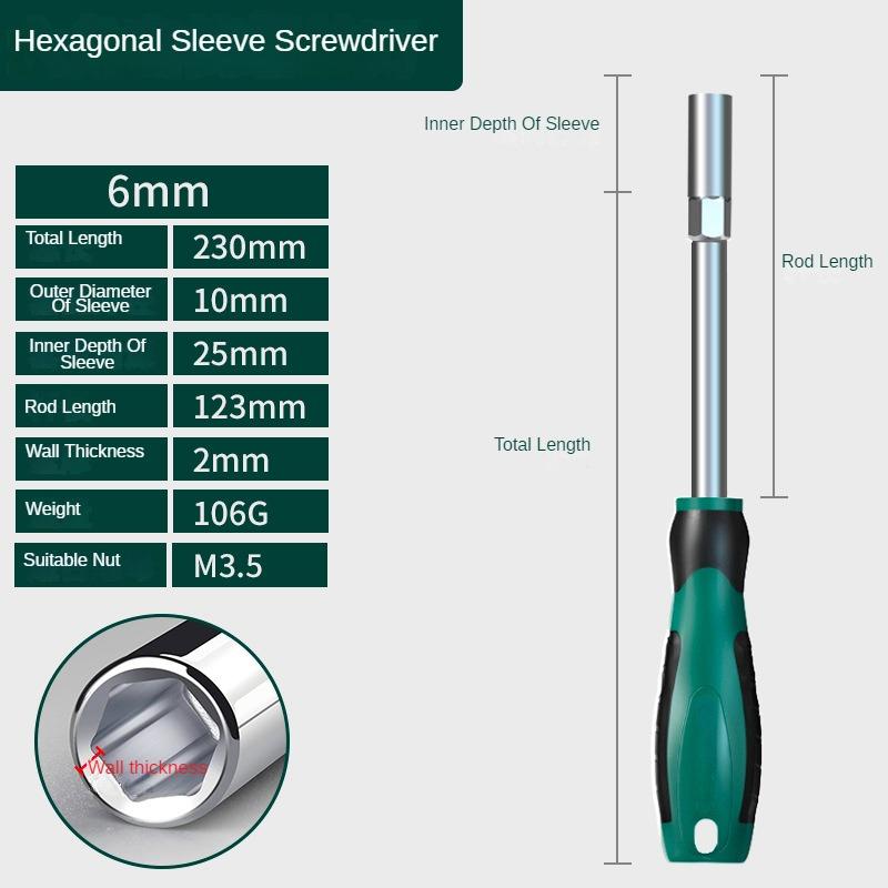 Screwdriver Socket Wrench Set M5 M4 External Hex Screwdriver  Hexagonal Nut Key Extend Driver 5.5 8 10 13 14 7mm Hand Tool