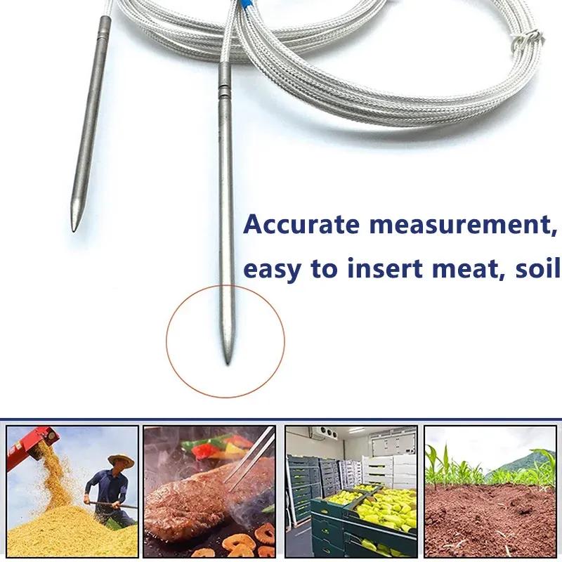 NTC\PT100\PT1000 Class A Temperature Sensor 4X100mm Needle Tip Wire Shielded Cable 1-8m Meter Food Grade Stainless Steel SUS304