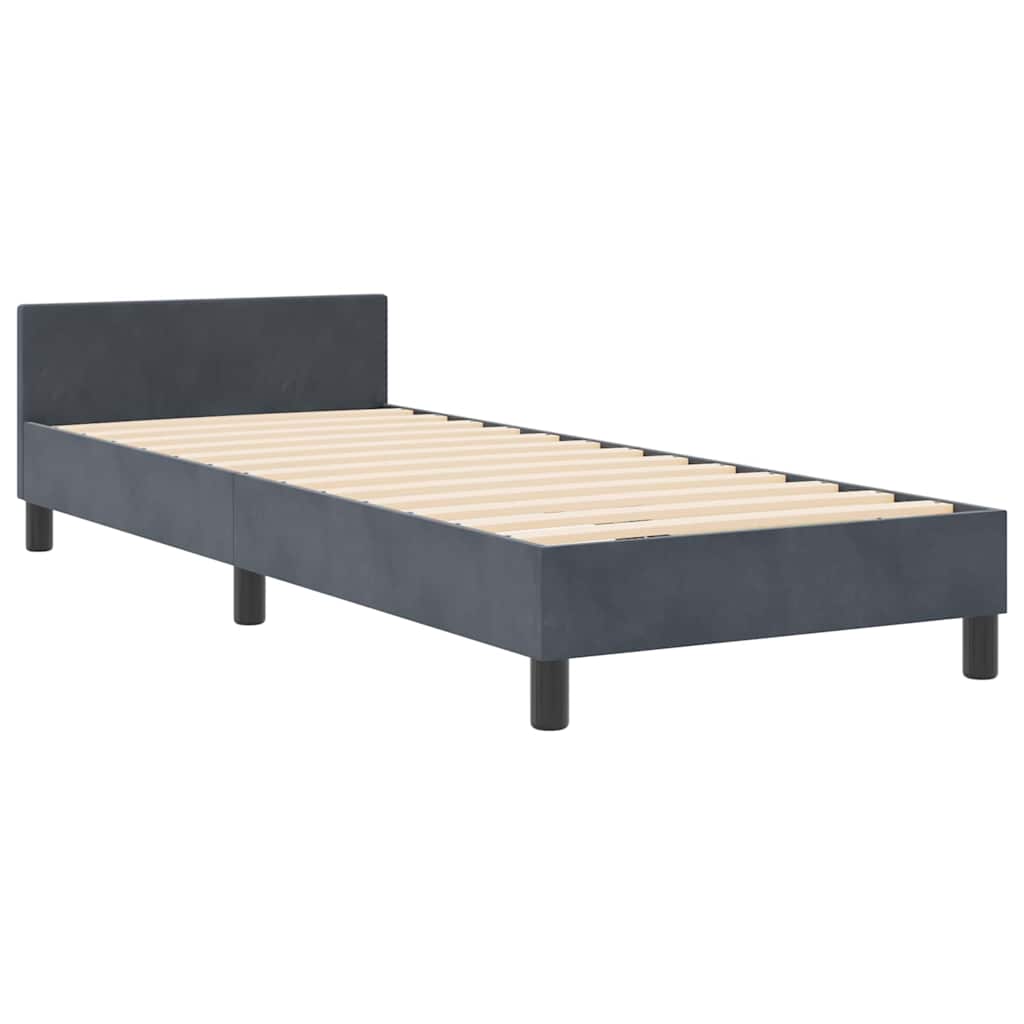Box Spring Bed with Headboard Dark Grey 80 x 200 cm Velvet