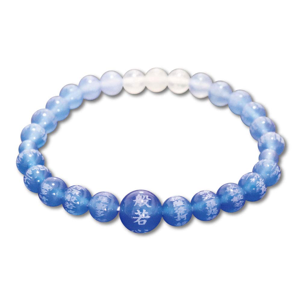 

[Hotokudo] Bracelet, Heart Sutra Engraving, Agate, Gradient Blue
