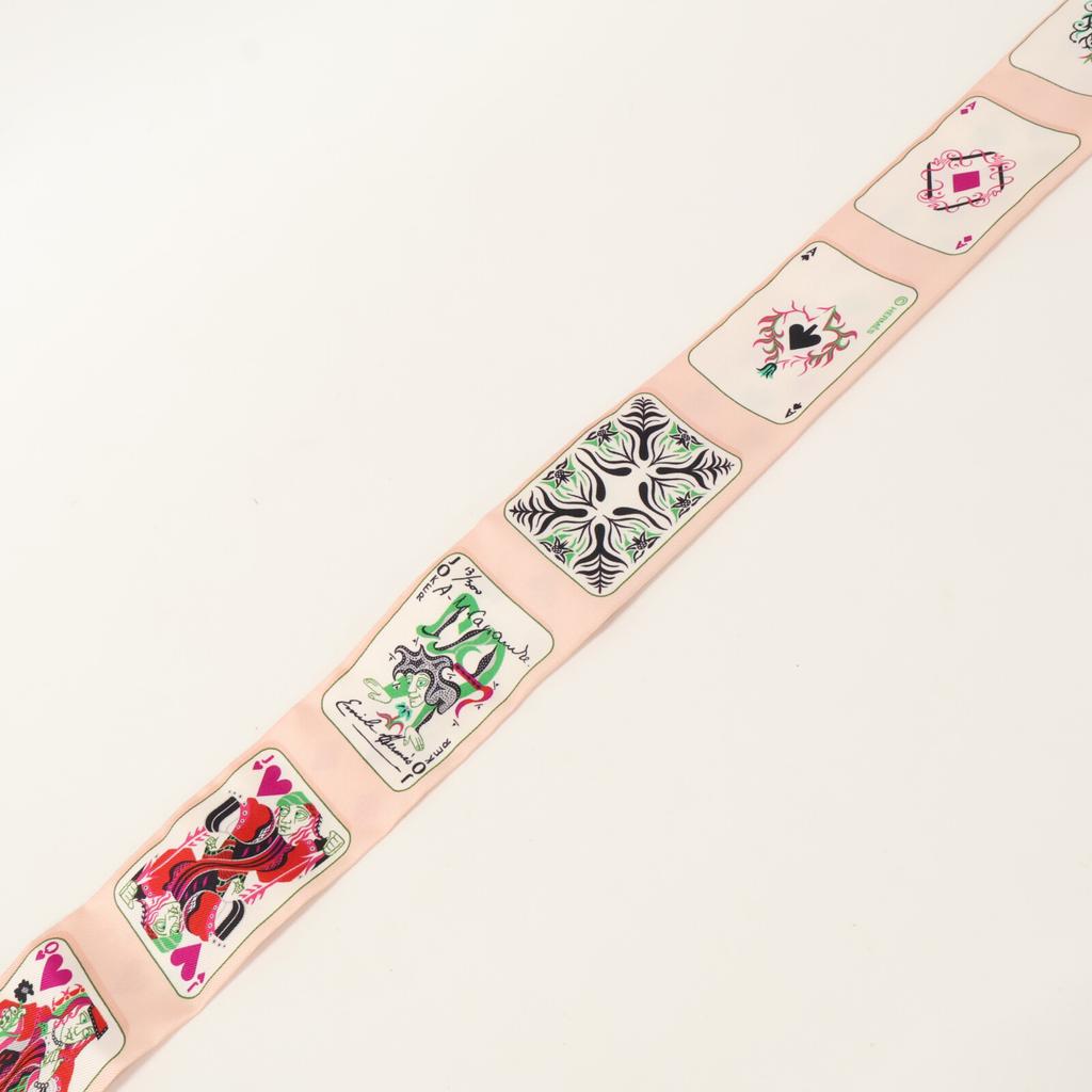 HERMES [Brand new, unused] H063169S-04 JEU DE CARTES Playing Cards Silk Twilly scarf 04 DJ/ROSE NACRE/FUCUsed