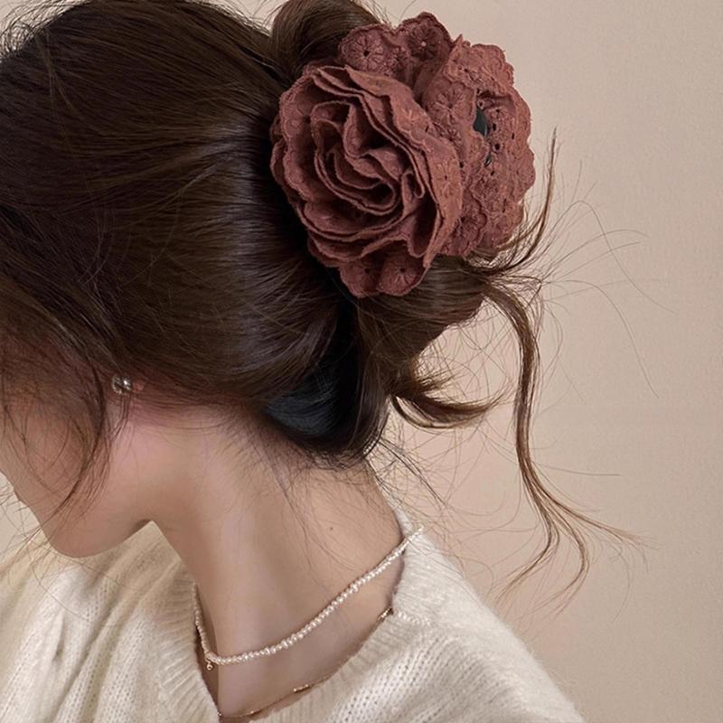 Simulation Rose Hair Claw Clip for Girl Hair Clamps Spring Hair Style Tool PonytailHolder Hair Jaw Clip Hair Ornaments