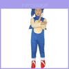 Kids Sonic Costume Blue Jumpsuit Foam Mask For Cosplay Fun!