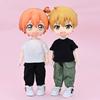 niannyyhouse OB11 Size Obitsu Doll 11cm Body Pants Plain Doll BJD Doll Clothes T-Shirt + 2-Piece Set, T-Shirt, Clothes, Overalls, 1/12 (Black + White)