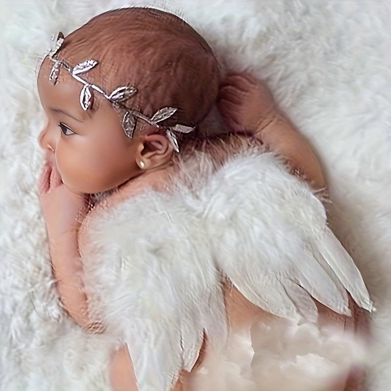 Engelsflügel Tiara Set Neugeborenen Fotografie Feder Engelsflügel Bequeme Weiße Flügel Mit Blatt Stirnband Foto Requisiten Zubehör