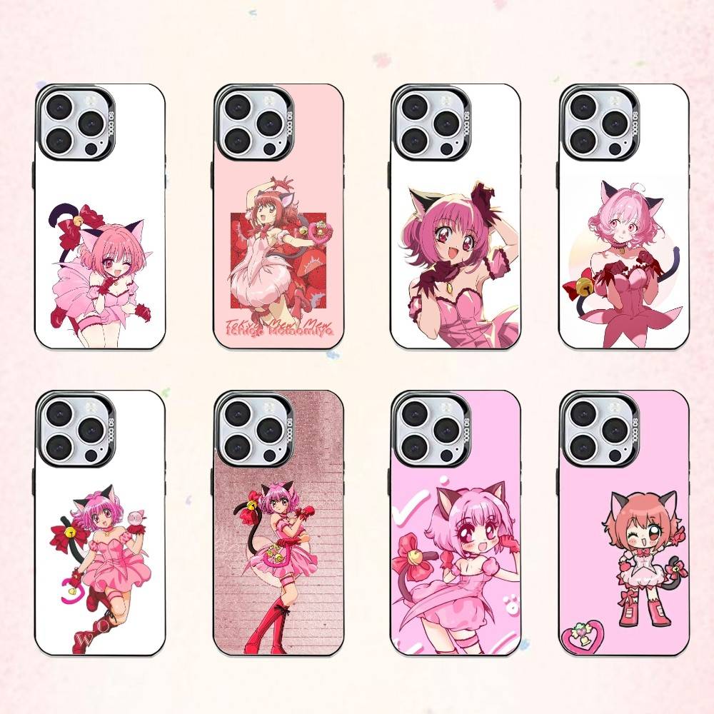 Magical Girl Tokyo Mew Mew Phone Case For iPhone17,16,15,14,13,12,11 Plus,Pro Max Colored Silver Plated Inside Cover