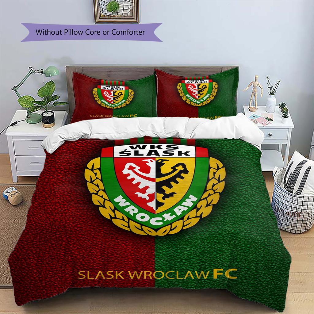Śląsk Wrocław Muster Bettwäsche Bettdecken-Set Heimdekoration Geschenk (1 Bettbezug + 2 Kissenbezüge (ohne Füllung))