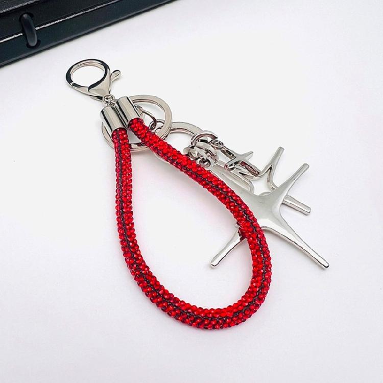 Stylish Star Keychain Decoration With Rhinestones Sturdy Rope Aloy for Elegant Designs In Your Daily Use Items