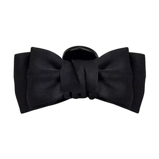Women Hairpin Smooth Satin Bowknot Decor Anti-slip Teeth Hair Clip Side Bang Small Hair