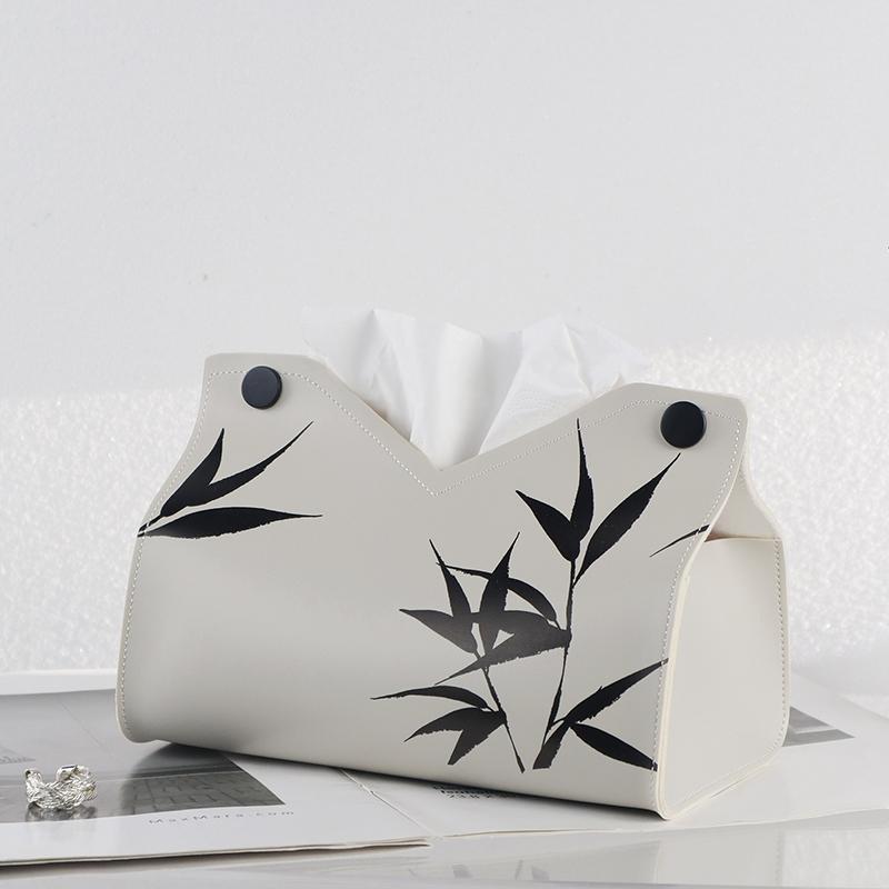 Original Design Sattelleder Englische Taschentuchbox, Karierte Schwarz-Weiße Pappbox zur Aufbewahrung von Gesichtstüchern, Schlafzimmer-Schreibtisch