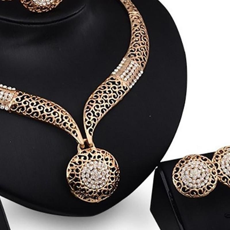 Hollow Chain Necklace Earrings Ringsbracelets, Jewelry Set Ladies' Bridal Banquet Jewelry Set