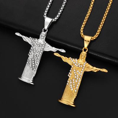 Collier pendentif Jésus punk mode collier pendentif bénédiction mode homme collier porte-bonheur prière Thanksgiving cadeau bijoux