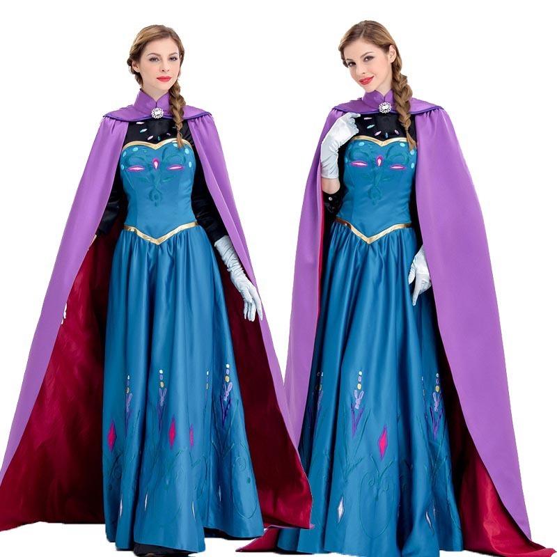 Halloween Frozen Elsa Coronation Dress Makeup Party Anime Costume