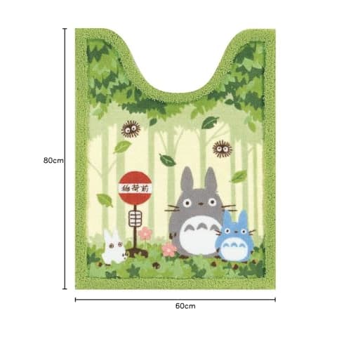 Senko My Neighbor Totoro Friends Long Toilet Mat, Approx. 80 x 60 cm, Green, Antibacterial and Odor Resistant, Made in Japan, Character Design 37147