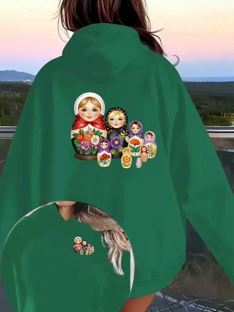Russian Matryoshka Dolls Illustration Women's Hoodies