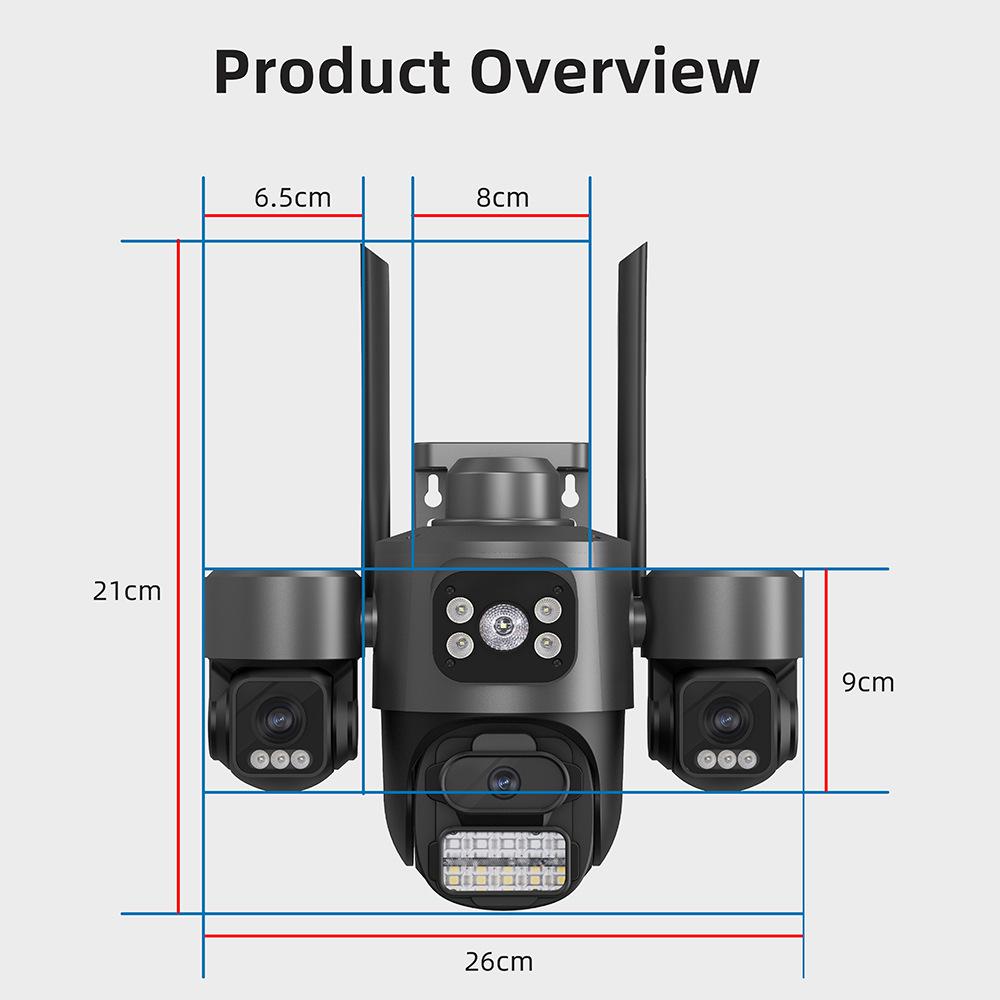 ICSee 9MP HD Outdoor Wireless Camera with Triple Lens and Screen