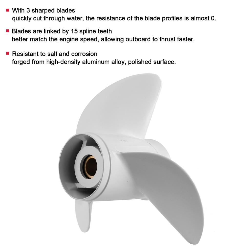 13x19 Outboard Propeller High Thrust 3 Blades 15 Tooth 6E5‑45941‑00‑00 Fit for Yamaha 50‑130HP Engine 3 Blades Propeller