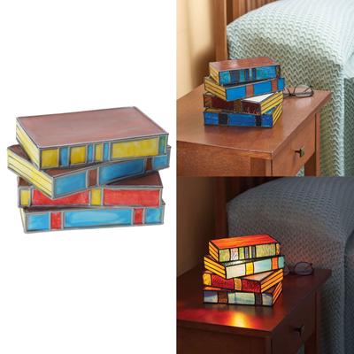 LED Book Light Book Light Stained Glass Reading Desk Lights Stylish Desk Lamp for Reading Artistic Resin Book Light