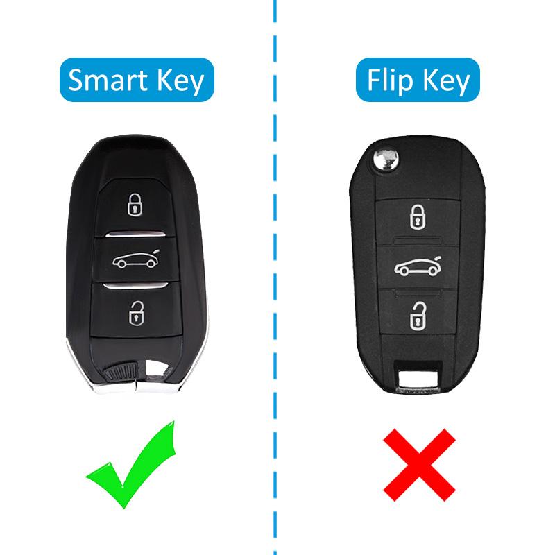 Slim Car Key Fob Case Cover Chain For Peugeot 208 308 508 2008 3008 5008 Citroen C4 C3 C5 Aircross DS3 DS7 DS9 Black Transparent
