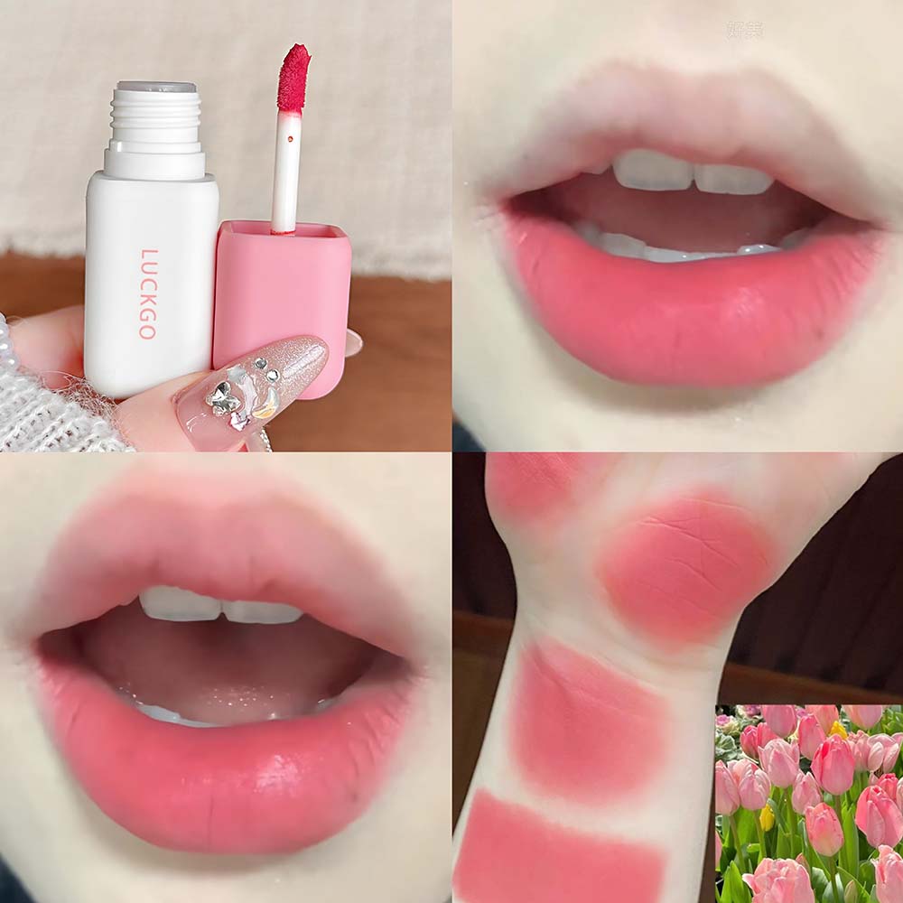 Matte Velvet Liquid Lipstick Natural Long-Lasting Low Saturation Rose Pink Lip Mud Portable Finish Smooth Peach Lip Gloss Makeup