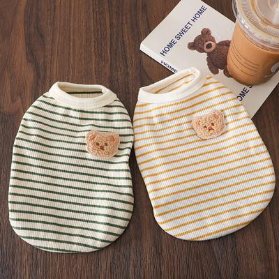 Pet Striped Vest Spring and Autumn Simple Casual Base Shirt Pet Short Sleeved Schnauzer Puppy Specific Round Neck Two Legged Top