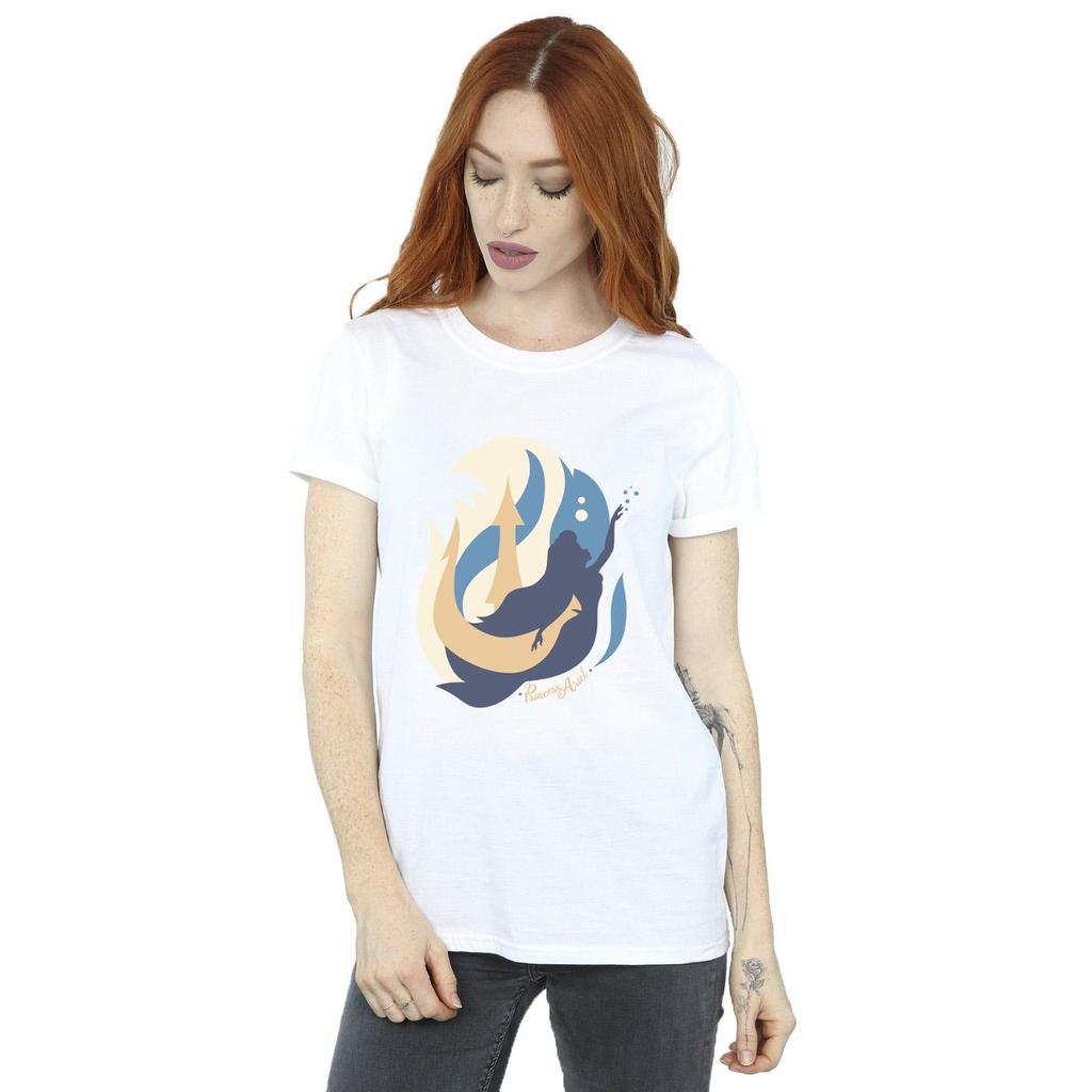 Disney Womens/Ladies The Little Mermaid Colour Silhouettes Cotton Boyfriend T-Shirt