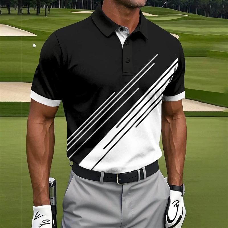 Simple Irregular Lines Graphic Polo Shirts For Men Fashion Summer Short Sleeve  Printed Golf Polo Loose Breathable Lapel Tees