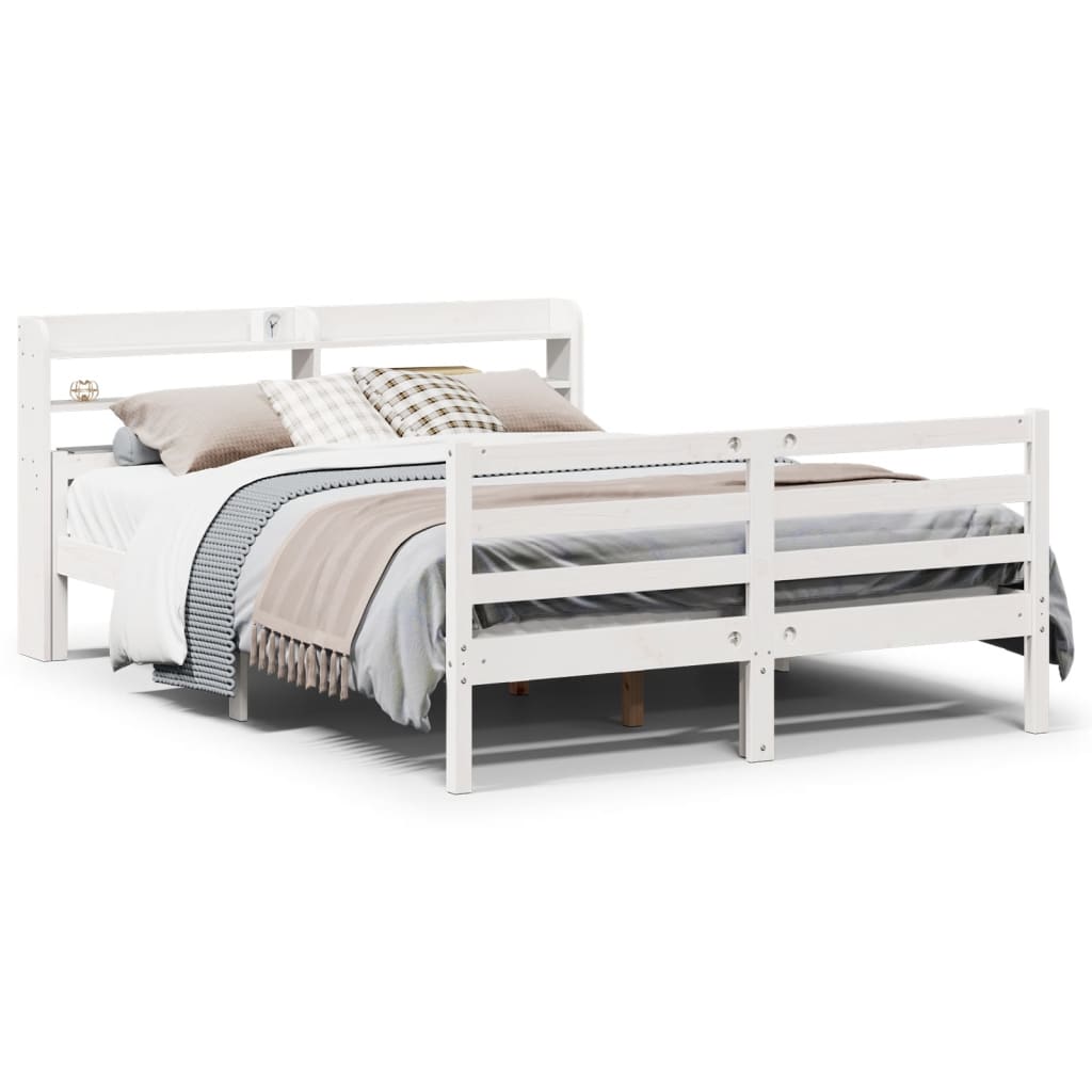 Bed Frame with Headboard Without Mattress White 135 X 190 Cm