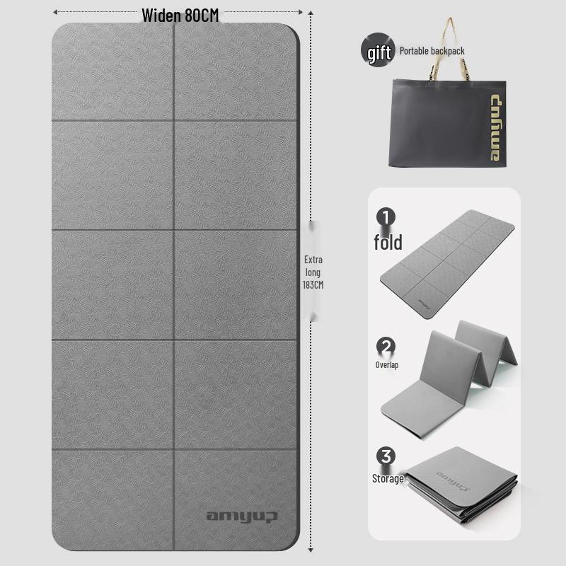 Skládací protiskluzová podložka na jógu a fitness – Silná, tlumící nárazy, přenosná podložka pro domácí použití nebo na kolej.