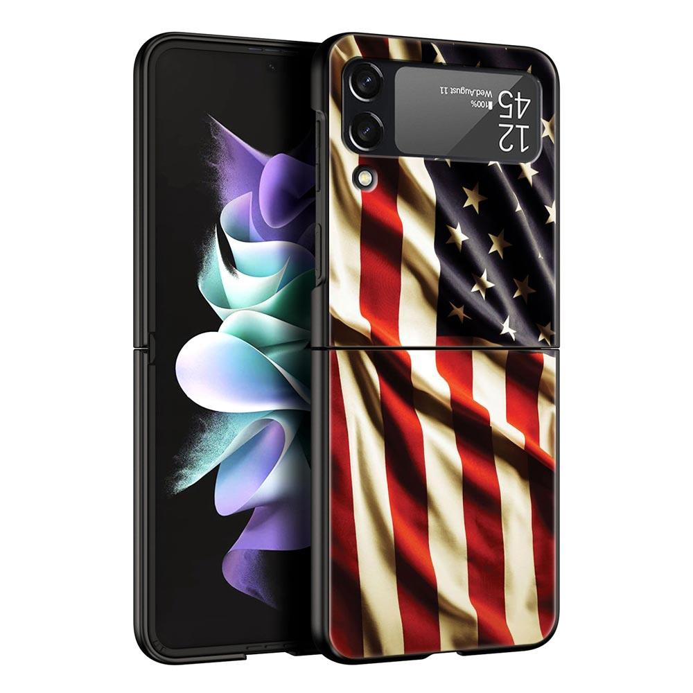 

Hard PC Phone Case For Samsung Galaxy Z Flip 7 6 5 4 Black Cover For Galaxy Z Flip 3 Foldable Capas American United States Flag Z Flip 7