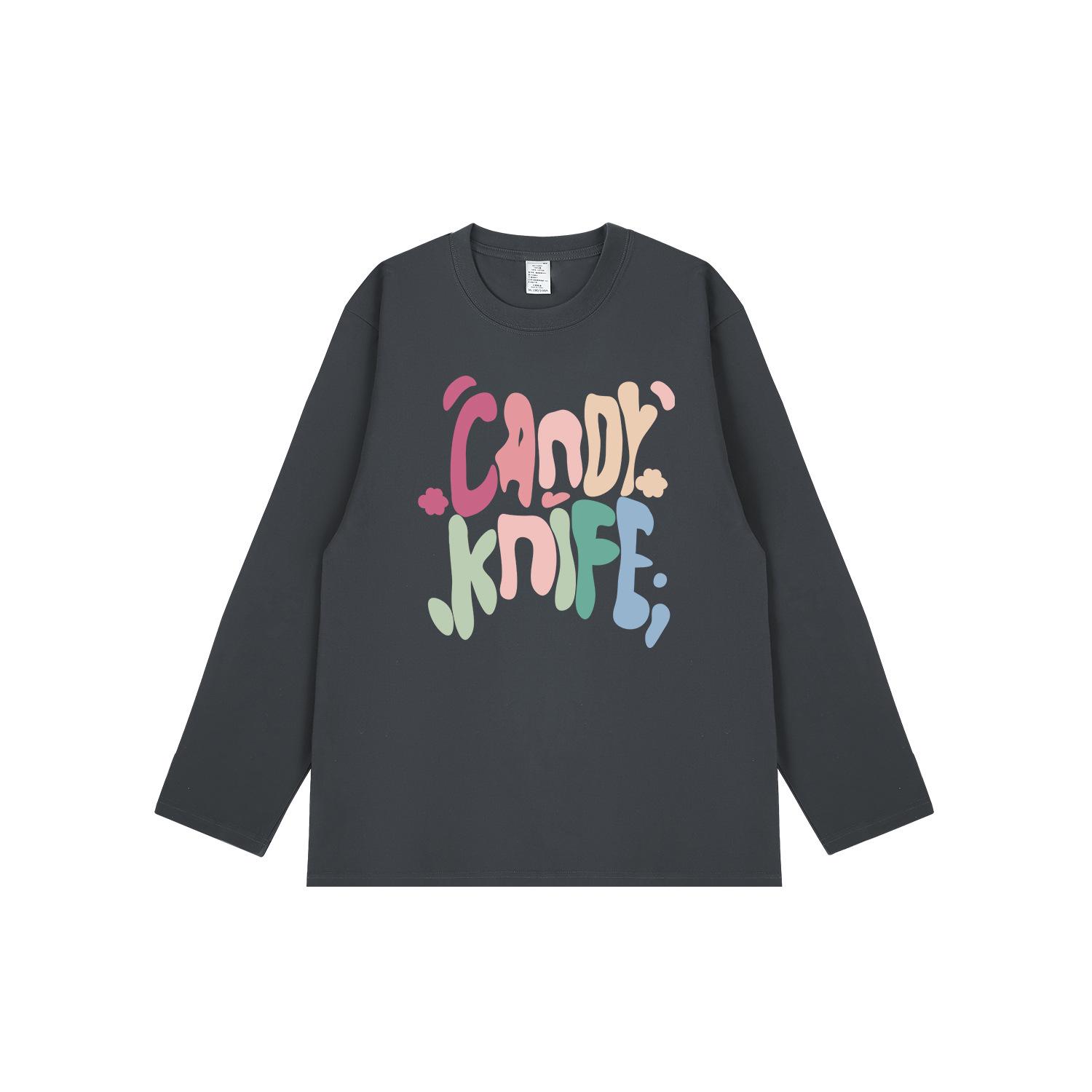 

Trendy Korean Graffiti Print Cotton Long Sleeve Couple T-Shirt - Autumn & Winter Collection 3XL темно-серого