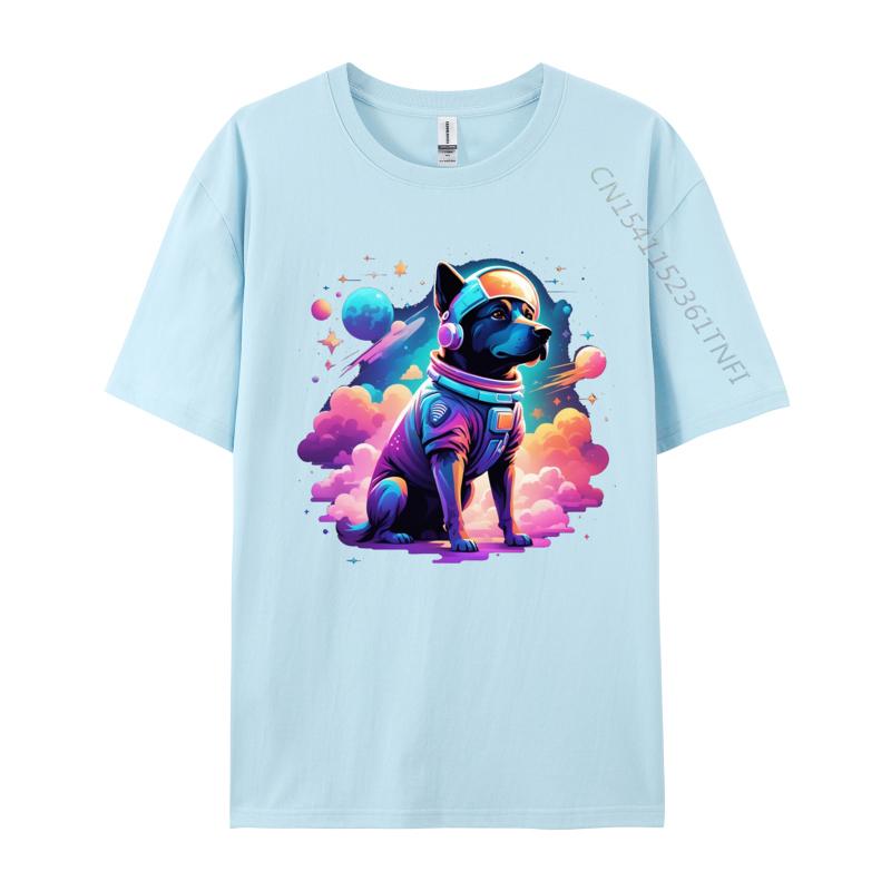 Dog In Space Tshrit Animal Lover Front Printed T Shirt Cotton Man Top TShirts Hot Sale Classic Tees