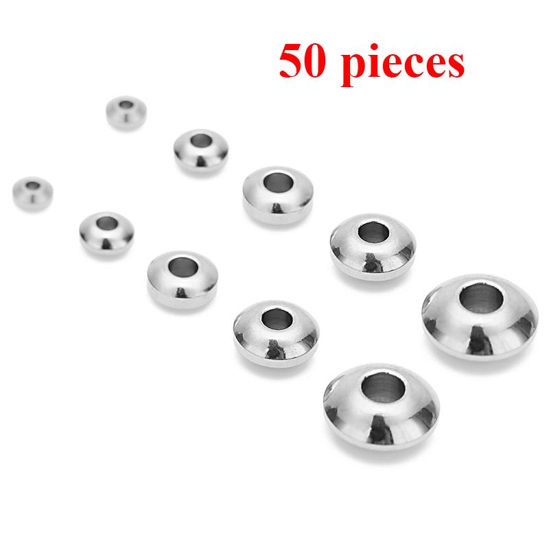 20-50 Stuks 4mm 5mm 6mm 8mm Roestvrij Staal Rond Plat Rondelle Afstandhouders Kralen DIY Bedels Telkraaltjes voor Sieraden Maken Onderdelen
