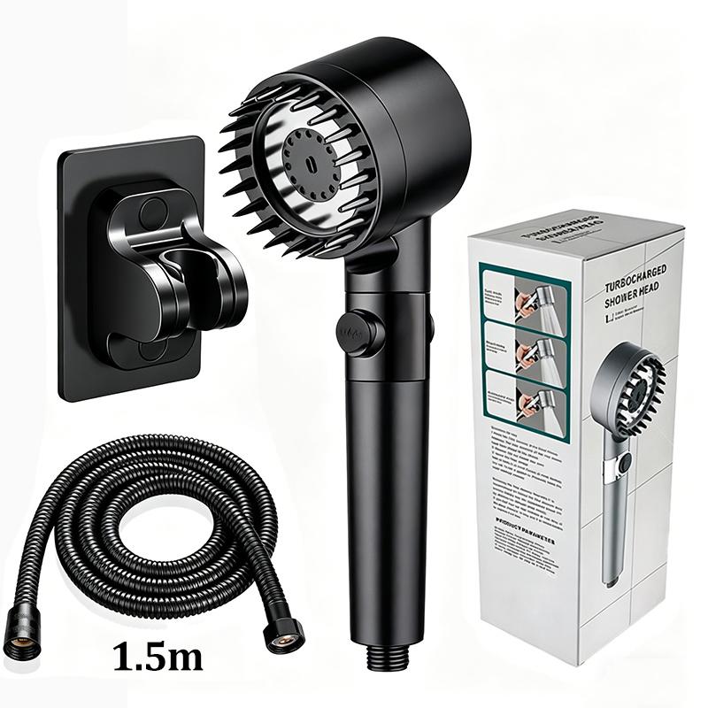 High Pressure Filter Shower Head 3 Modes One-key Stop Water Massage Clean Powerful Pressurized Shower Nozzle