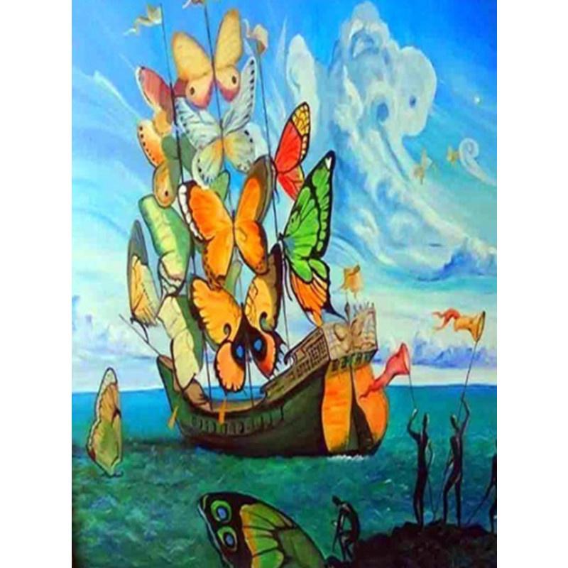 5D DIY Diamond Painting Dusk and Sailing Diamond Embroidery Cross Stitch Kit Full Rhinestone Mosaic Home Decor