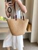 Woven Straw Tote Bag for Women Straw Bag Women's Summer New Fashion Woven Beach Bag Large Capacity Commuter Shoulder Tote Bag