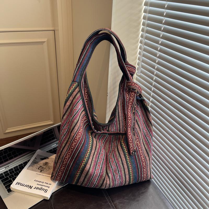 

Ленивый ветер сумка-тоут большая вместимость женская новая ретро на косую через плечо модная универсальная холщовая сумка в полоску сумка на плечо фиолетовый