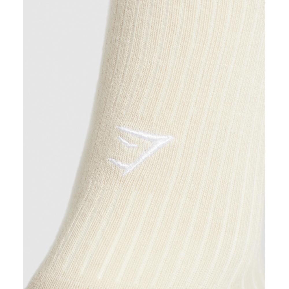 Gymshark Frill Crew Single Sock Cream Beige Soft White I3a9t Ncq0